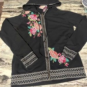 JOHNNY WAS DORANA zip up hoodie  EUC Sz. XL